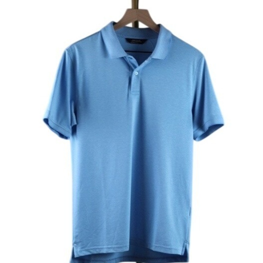 Members Mark Mens Stretch Pique Polo Shirt Light Blue Short Sleeve Size S NEW